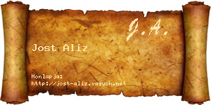 Jost Aliz névjegykártya